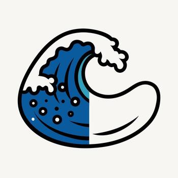 Minimal blue wave crest in rounded shape vector