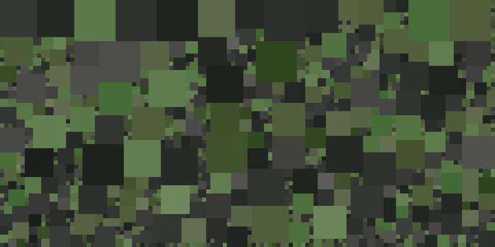 Abstract camouflage pattern with varying squares and blocks. The seamless geometric background uses an earthy green and brown color palette. vector
