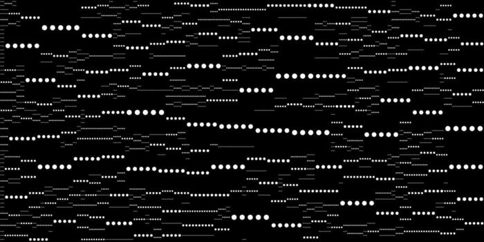 Abstract background with black and white pixels forming a chaotic glitch noise pattern. The monochrome texture creates a digital effect vector