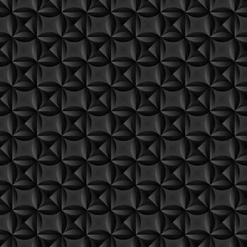 Dark, monochrome geometric pattern with seamless texture. The repeating background uses a gray and black 3d texture with a modern effect. vector