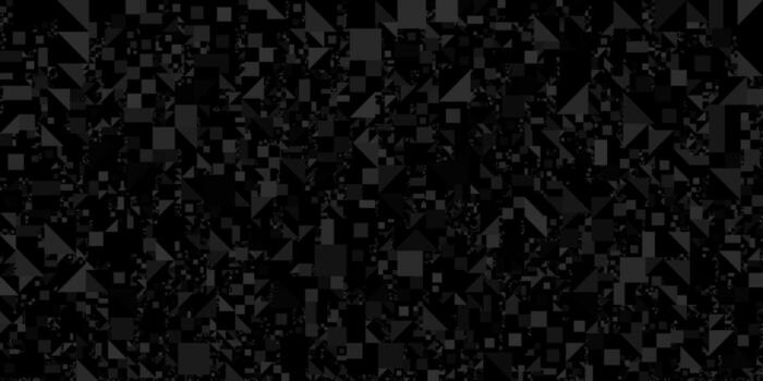 A dark, geometric background composed of a chaotic mosaic of small shapes. The abstract pattern includes squares and triangles, creating a textured surface in shades of black and gray. vector