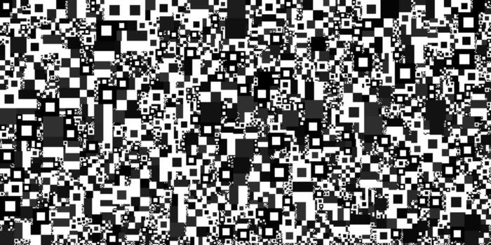 un negro y blanco código modelo muestra un complejo y resumen sistema hecho de varios cuadrícula. el caótico datos antecedentes mira me gusta un revuelto textura bloquear. vector