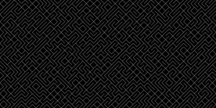 un oscuro, resumen ilustración con un complejo cuadrícula de ligero gris líneas. el geométrico modelo se parece un laberinto o circuito junta, creando un intrincado y moderno antecedentes. vector