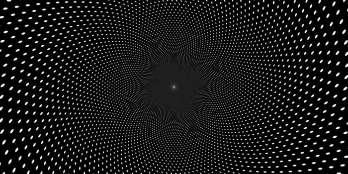resumen antecedentes con geométrico líneas de puntos esta gráfico modelo crea un fascinante túnel efecto y un hipnótico óptico espejismo. vector