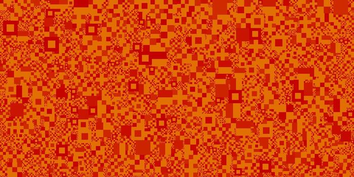 resumen geométrico modelo presentando un caótico mosaico de superposición cuadrado formas el sin costura textura es un cálido, sólido naranja antecedentes con un pixelado apariencia. vector