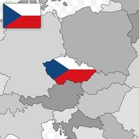 Chequia nacional bandera y país mapa en plano estilo presentando europeo viaje y geografía símbolo vector