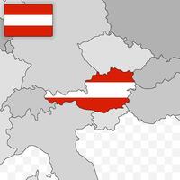 Austria nacional bandera y país mapa en plano estilo con europeo geografía y viaje símbolo vector