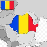 Rumania nacional bandera y país mapa en plano estilo presentando europeo viaje y geografía símbolo vector