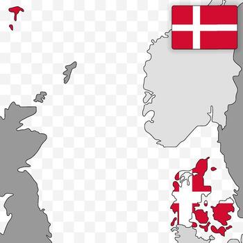 Map highlighting Denmark and surrounding areas vector