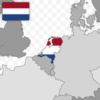 Países Bajos nacional bandera y país mapa en plano estilo presentando europeo viaje y geografía símbolo vector