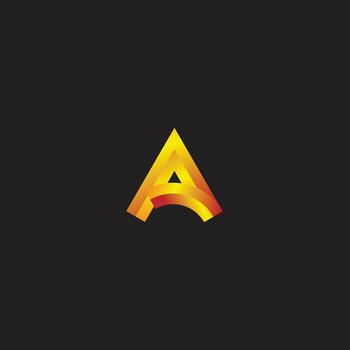 Stylized letter A with red-yellow gradient and triangle cutout vector
