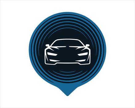 Car icon with concentric circles on white background vector