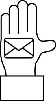 mano icono que lleva un mensaje en un blanco antecedentes vector