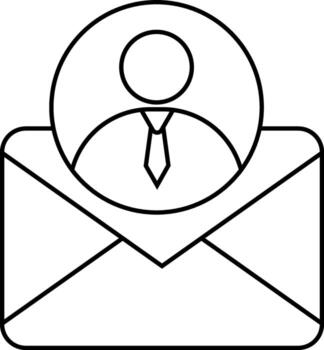 mensaje icono y icono de un persona vistiendo un Corbata con un blanco antecedentes vector