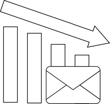 abajo grafico icono y mensaje icono con blanco antecedentes vector