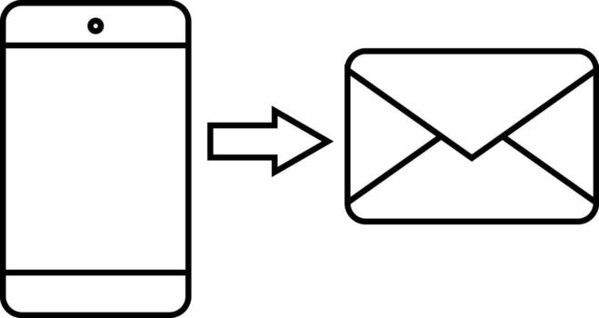 smartphone icon sending message white background vector