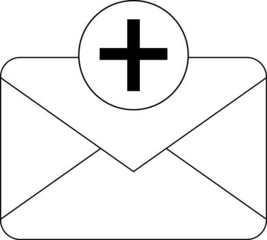 message icon with a plus sign icon with a white background vector