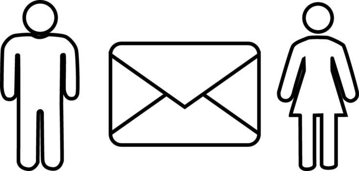 icono de un hombre enviando un mensaje a un mujer en un blanco antecedentes vector