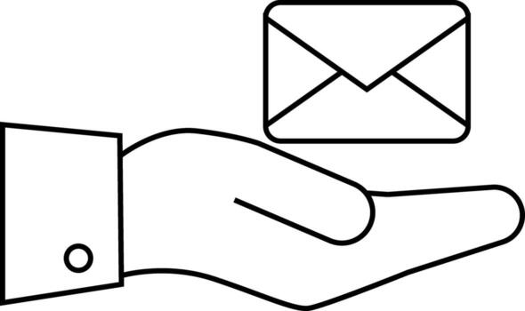 mano icono que lleva un mensaje con un blanco antecedentes vector