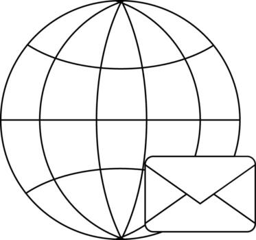 network globe icon and message icon with white background vector