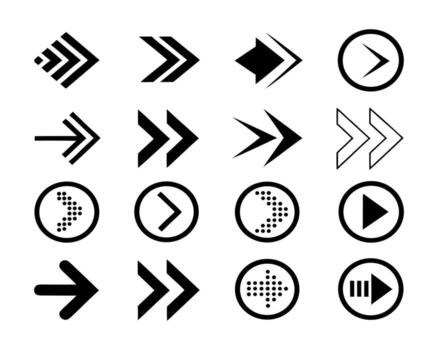 Diverse Arrow Icon Set for Navigation Direction and User Interface Design vector