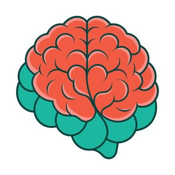 a brain with a red and green color vector
