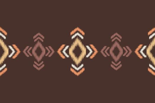 Ikat pattern ethnic cloth design style with brown color background motif. vector