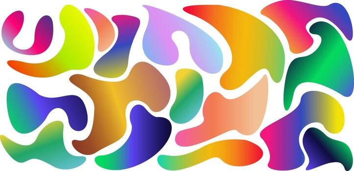 conjunto de irregular resumen gota formas con degradado colores aislado en blanco antecedentes. vector