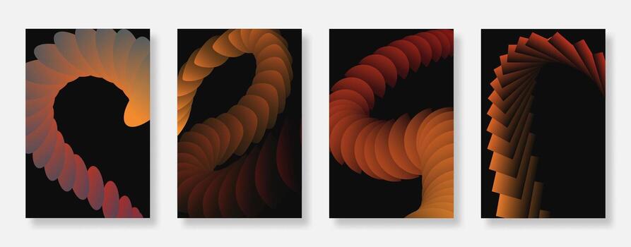 Abstract modern gradient poster on dark background collection set. Minimalist book cover template with geometric design. Suitable for flyer, banner, and brochures. vector