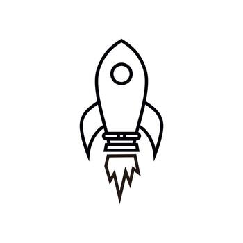 Rocket icon vectors. Rocket icon line. Rocket icon design on a white background. Trendy and modern symbol Rocket design illustration. Rocket icon line similar design. vector