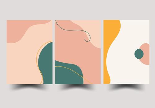 Modern abstract art triptych design vector