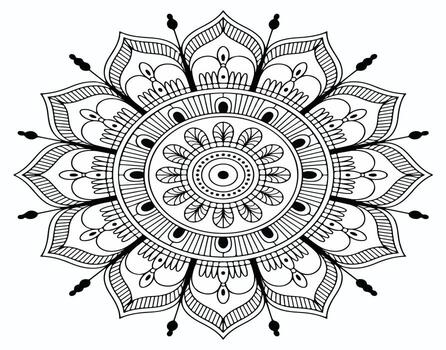 Abstract digital floral pattern with a circular mandala flower design and round ornamental texture vector