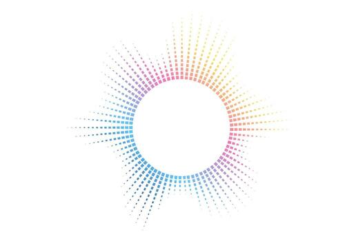 Bright rainbow radial gradient with dynamic wave shapes and luminous neon effects. Ideal for music or digital art projects. illustration. vector