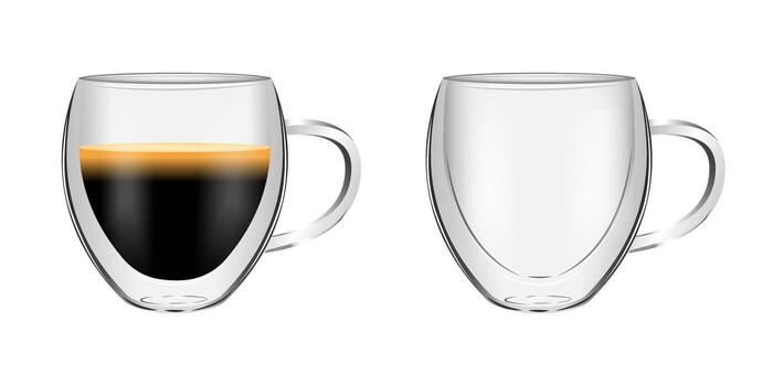doble amurallado taza. vacío y lleno vector