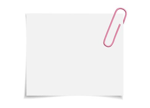 blanco papel de notas adjunto con un de colores clip de papel. vacío sábana modelo para tu texto o mensaje. plano diseño. vector