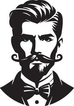 Stylish Man with Handlebar Mustache and Bow Tie vector