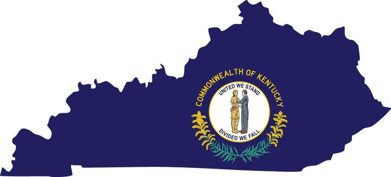 Kentucky flag map, map of Kentucky with flag fill, Kentucky map with USA flag, Kentucky state map with flag design vector