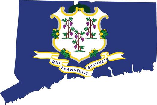 Connecticut flag map, map of Connecticut with flag fill, Connecticut map with USA flag, Connecticut state map with flag design vector