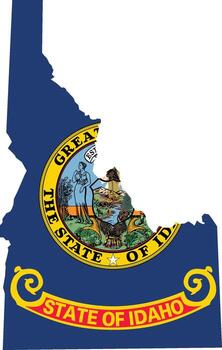 Idaho flag map, map of Idaho with flag fill, Idaho map with USA flag, Idaho state map with flag design vector