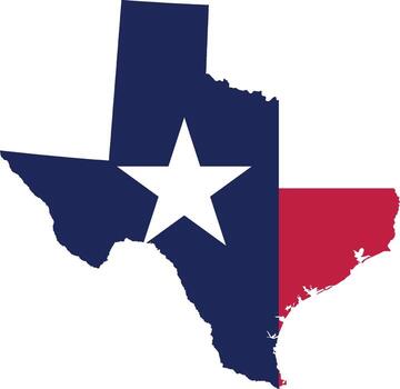 Texas flag map, map of Texas with flag fill, Texas map with USA flag, Texas state map with flag design vector