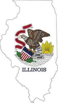 Illinois flag map, map of Illinois with flag fill, Illinois map with USA flag, Illinois state map with flag design vector