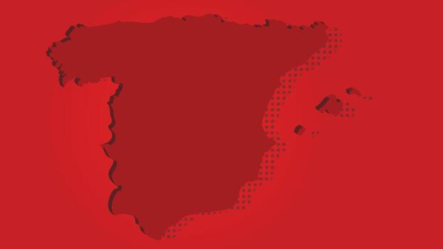 Spain map 3D illustration. Abstract country map with halftone red background. vector