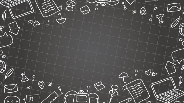 espalda a colegio antecedentes con garabatos en un cuadrícula antecedentes. ilustración. vector