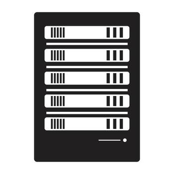 Server rack with multiple hard drives and status lights vector
