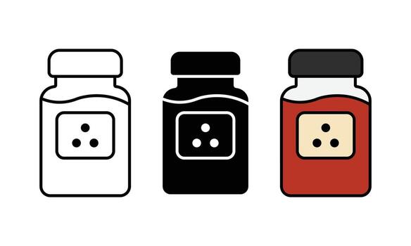Spice jar icon set. Three color variations vector