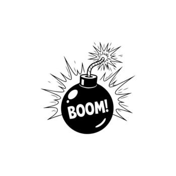 Exploding Cartoon Bomb with Boom Text for Comic and Danger Concepts vector