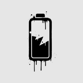 Grunge Battery Level with Paint Drip and Splatter Effect vector