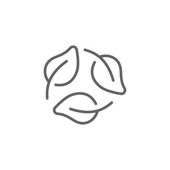 Recyclable icon. Simple outline style. Recycle with leaf, bio, degradable, leaves, sustainable, label, eco, environment, nature concept. Thin line symbol. Isolated design.. Editable stroke. vector