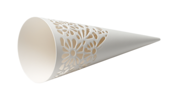 elegante blanco papel cono con floral separar diseño aislado en transparente antecedentes png
