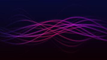 abstrait embrasé pente fibre vagues dans rouge et violet couleurs sur foncé Contexte. futuriste écoulement lignes avec néon énergie mouvement. sans couture boucle dans 4k. video